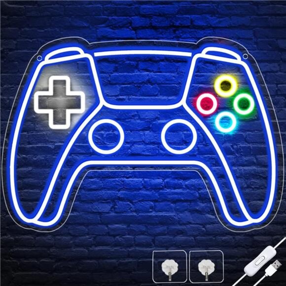 Gamer Neon Sign, Gamepad Shaped LED Neon Sign for Gamer Room Decor, Gaming Neon - Picture 1 of 7